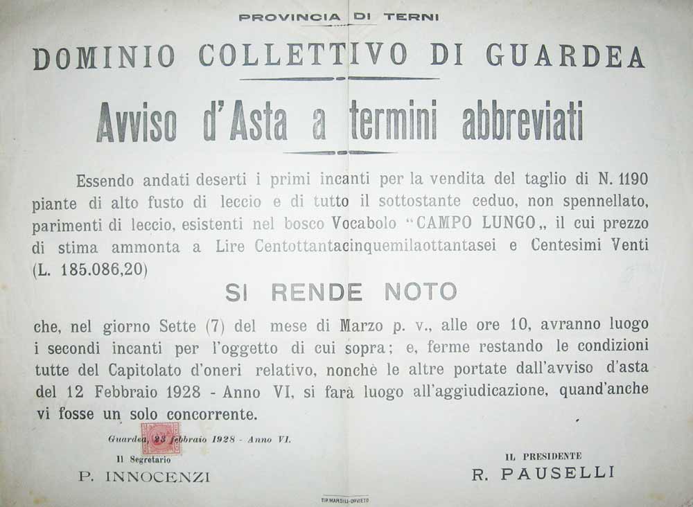 Dominio-Collettivo-Guardea-Avviso-Dasta-Taglio-Alberi-1928